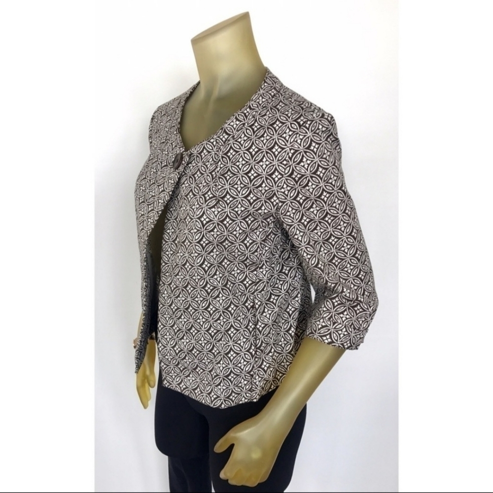 Talbots Brown Off White Single Button Blazer Stre… - image 3